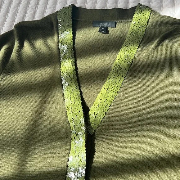 Crew Sweaters Jcrew Harlow Olive Green V Neck Sequined